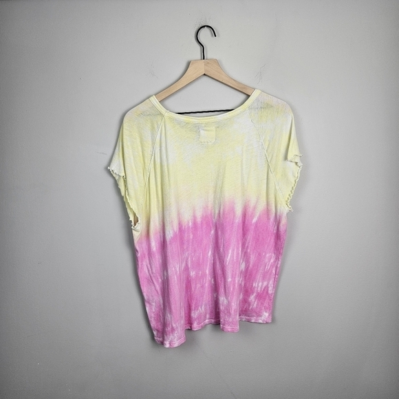 Chaser Yellow Pink Tie Dye Short Sleeve tee Top Medium - Picture 5 of 5
